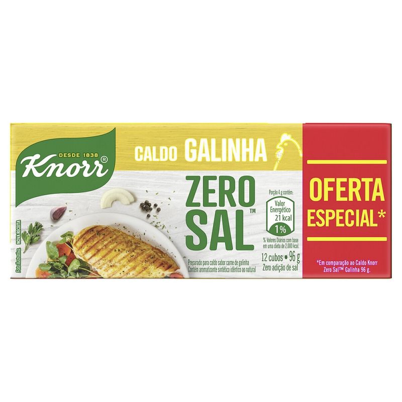 Caldo Tablete Knorr Zero Sal Oferta Especial Galinha 96g (7891150087057)