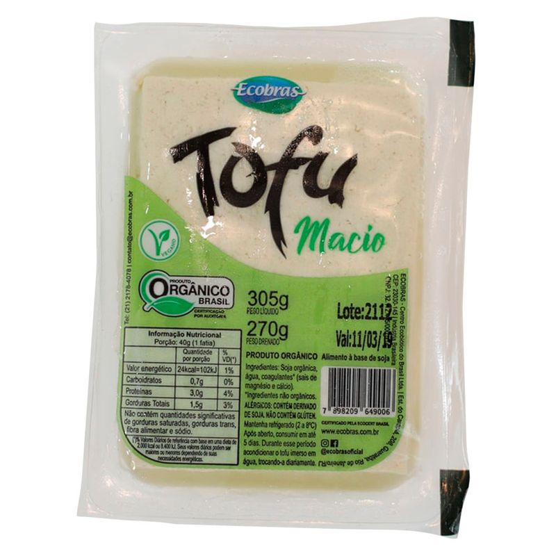 Tofu macio orgânico Ecobras 270g (7898209649006)