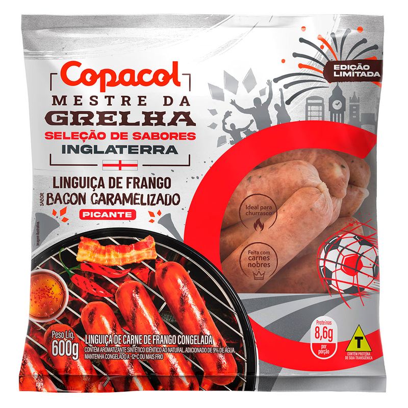 Linguiça de Frango Bacon Caramelizado Picante Copacol 600g (7891527065442)