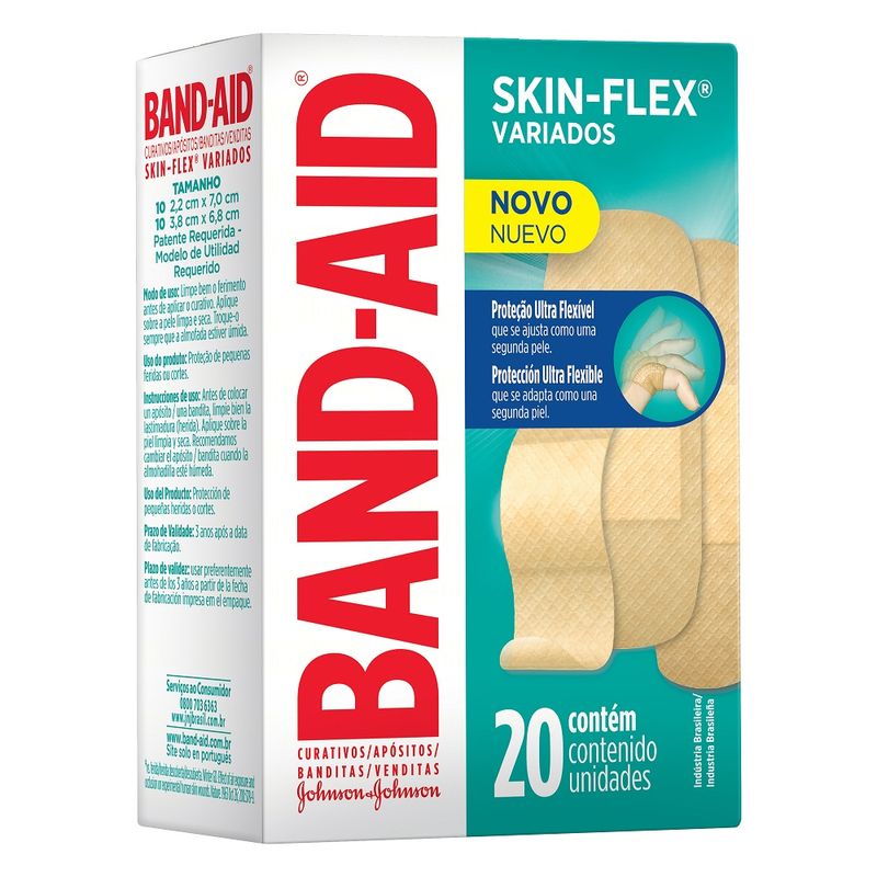 Curativo Band Aid Com 20 Skin Flex Variados (7891010939168)
