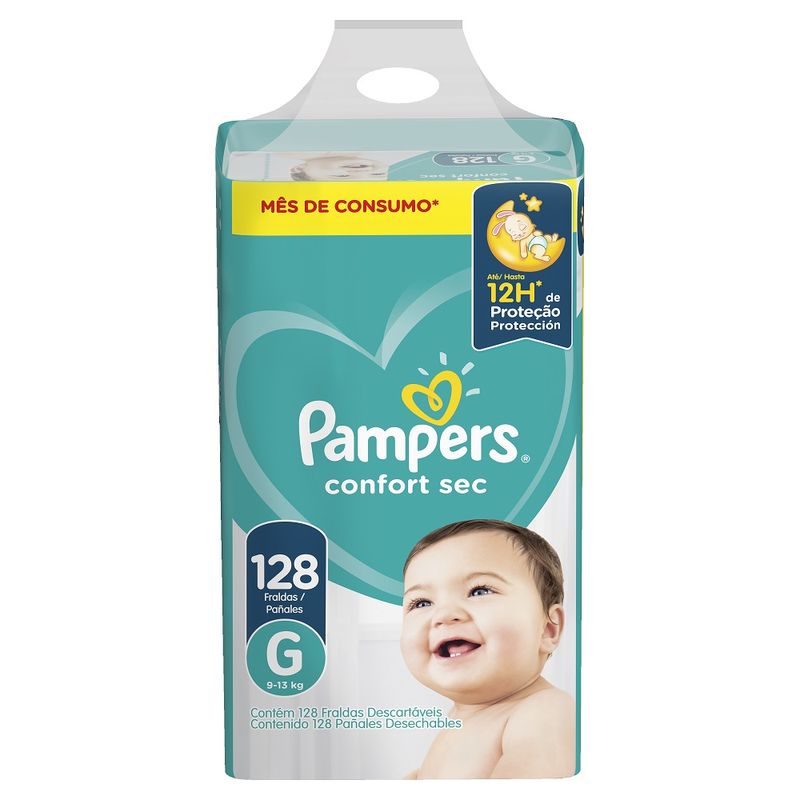 Fralda Pampers Confort Sec G 128 Unidades (7500435130240)