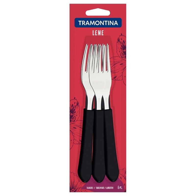 Conjunto Garfo Mesa Inox Tramontina Leme Preta 06 Peças (7891112276031)