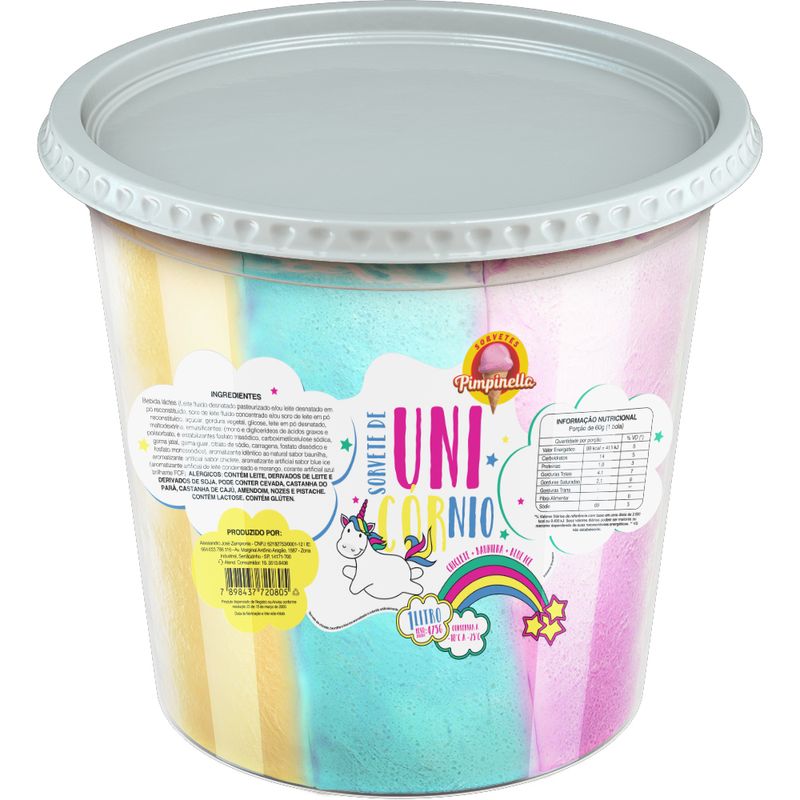Sorvete Pimpinella 1l Unicórnio (7898437720805)