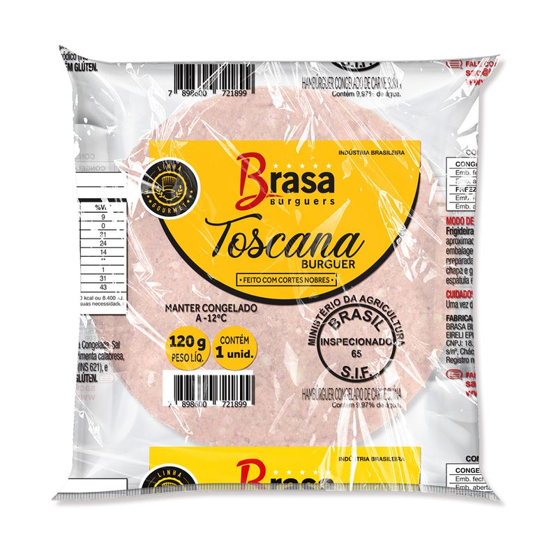 Hamburguer Brasa Burguers Toscana 120g (7898600721899)