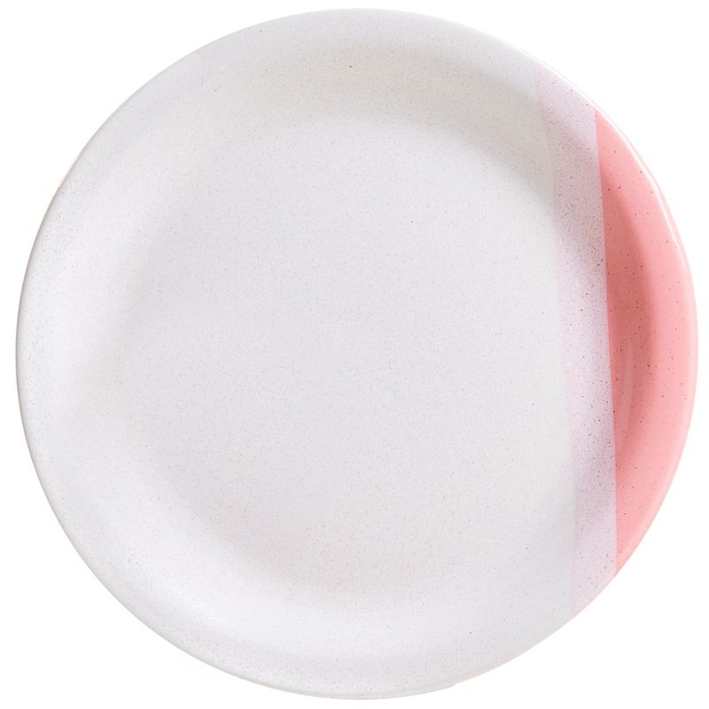 Prato Raso Beatriz 25cm Atual Pigmentado Rosa Branco (7898695307169)