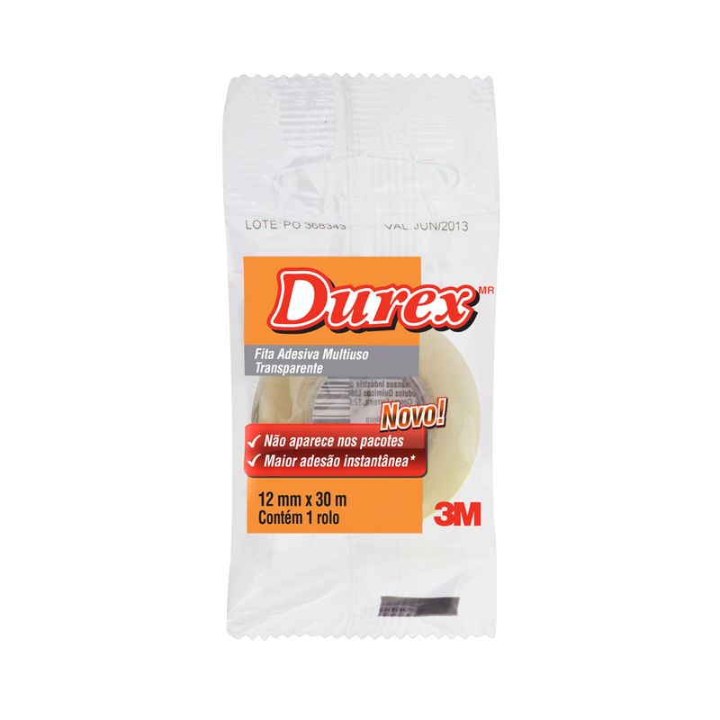 Fita Adesiva Durex 12mmX30m Transparente (7891040149346)