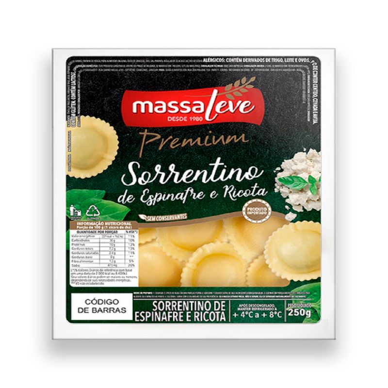 Massa Sorrentino Espinafre E Ricota 250G (7894904224524)