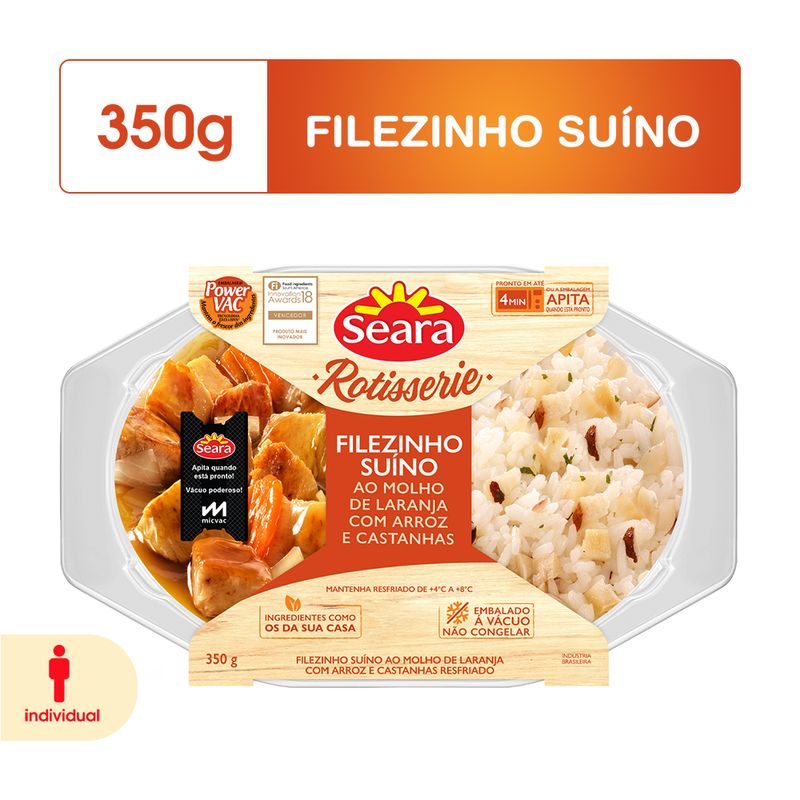 File suíno ao molho de laranja e arroz Seara Rotisserie 350g (7894904078325)