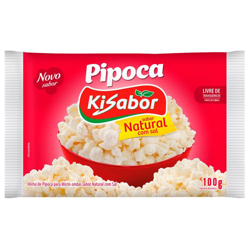 Pipoca Microondas Kisabor 100g Natural Com Sal (7898937864931)