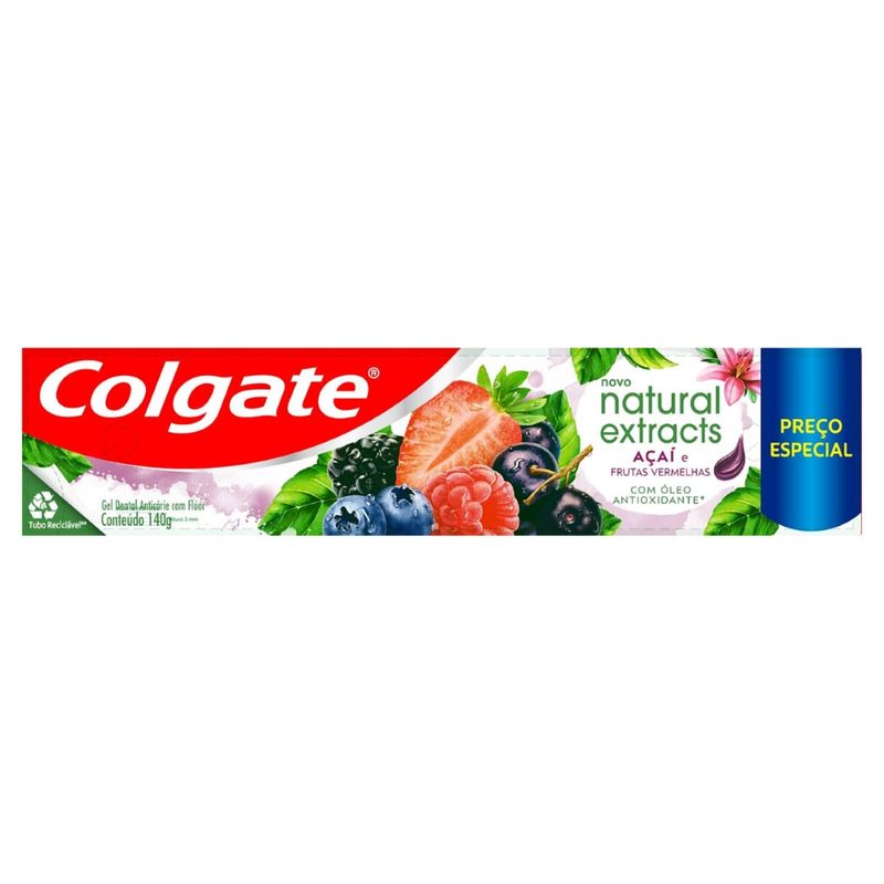 Creme Dental Natural Extracts Açaí Frutas Vermelhas 140gr (7509546680750)
