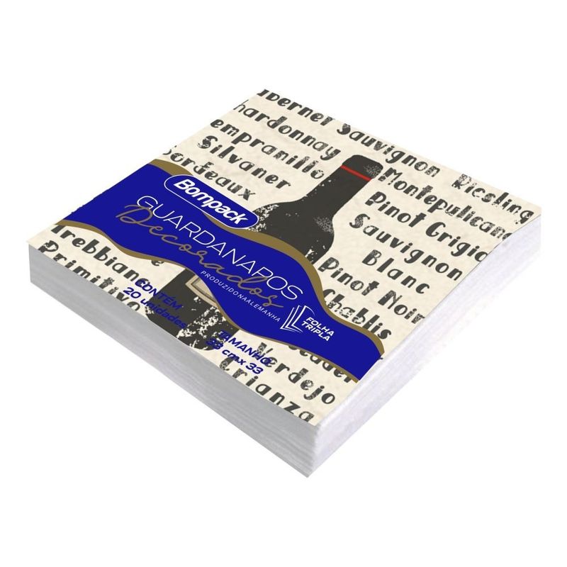 Guardanapo Papel Bompack Estampado Vinho 33cm Com (7898182806144)