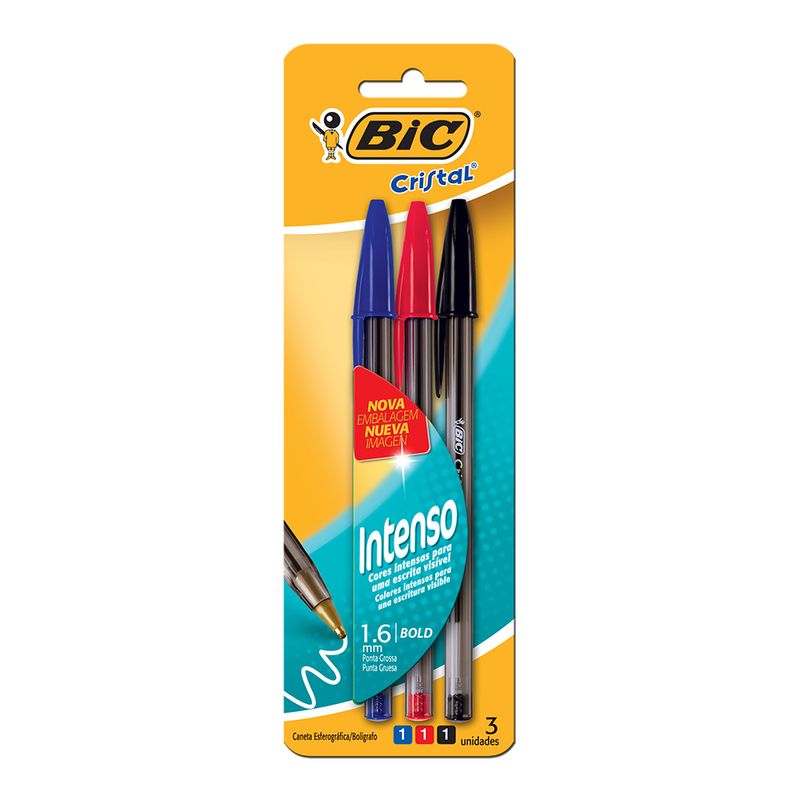 Caneta Bic Cristal Bold 1.6 Com 03 Az-Verm-Pta (703301903130)