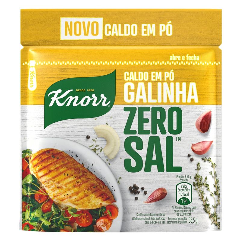 Caldo Em Pó Knorr Zero Sal Galinha 355g (7891150072756)