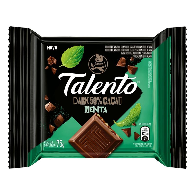 Chocolate Garoto Talento Dark Menta 75g (7891008119794)