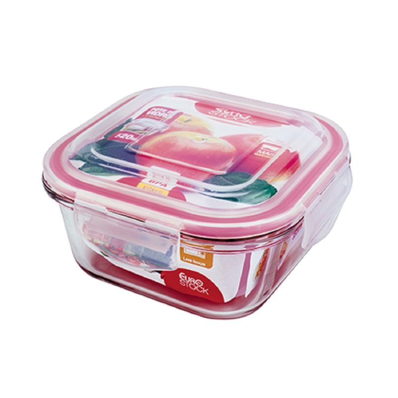 Pote Vidro Hermetico Euro Quadrado 520ml (7897753678838)