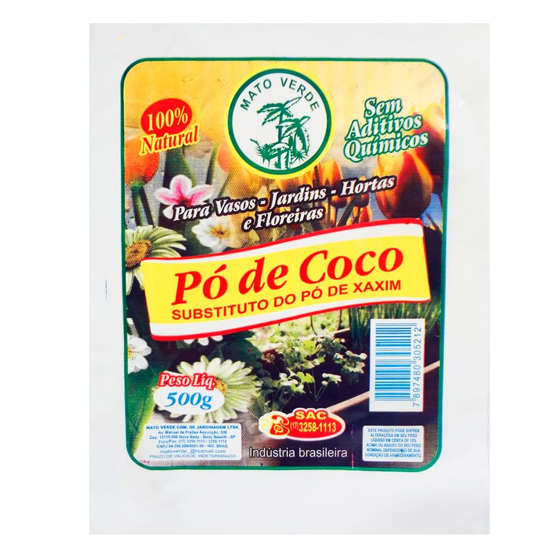 Pó de Casca de Coco Mato Verde 500g (7897480305212)