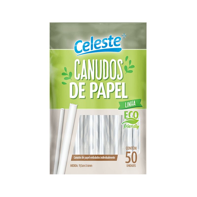 Canudo de Papel Celeste C/ 50 Unid (7898578190598)