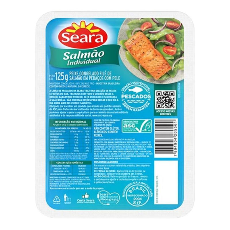 Salmão em pedaços Seara Pescados 125g (7894904259151)