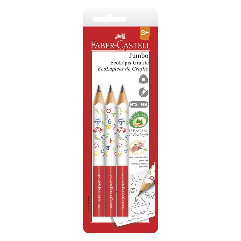 Lápis Grafite Ecolápis Faber Castell Jumbo Com 3 (7891360642978)
