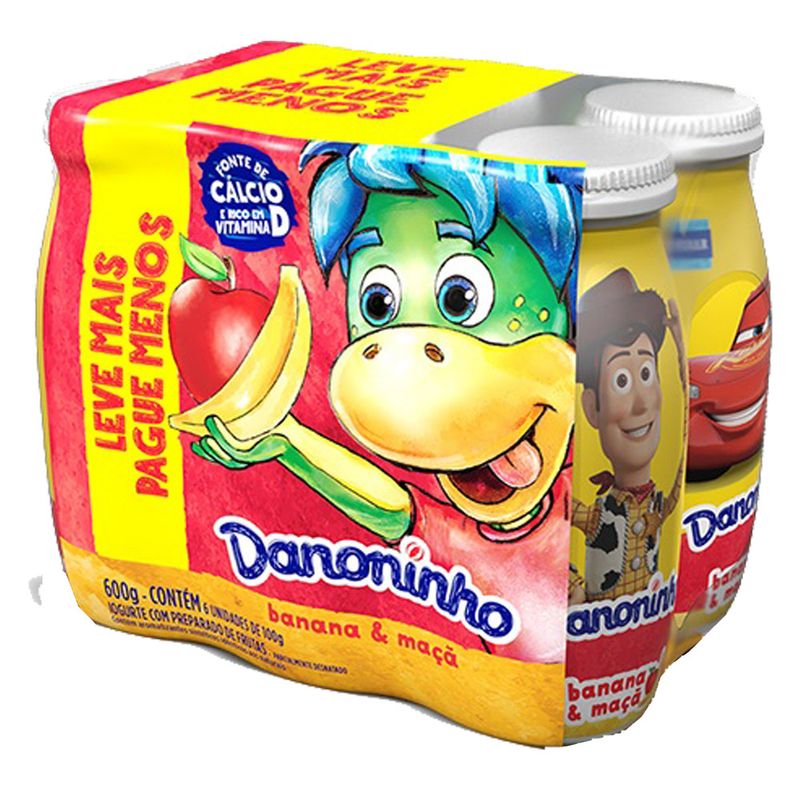 Iogurte Danoninho Banana e Maçã 600g 6 unidades (7891025116981)
