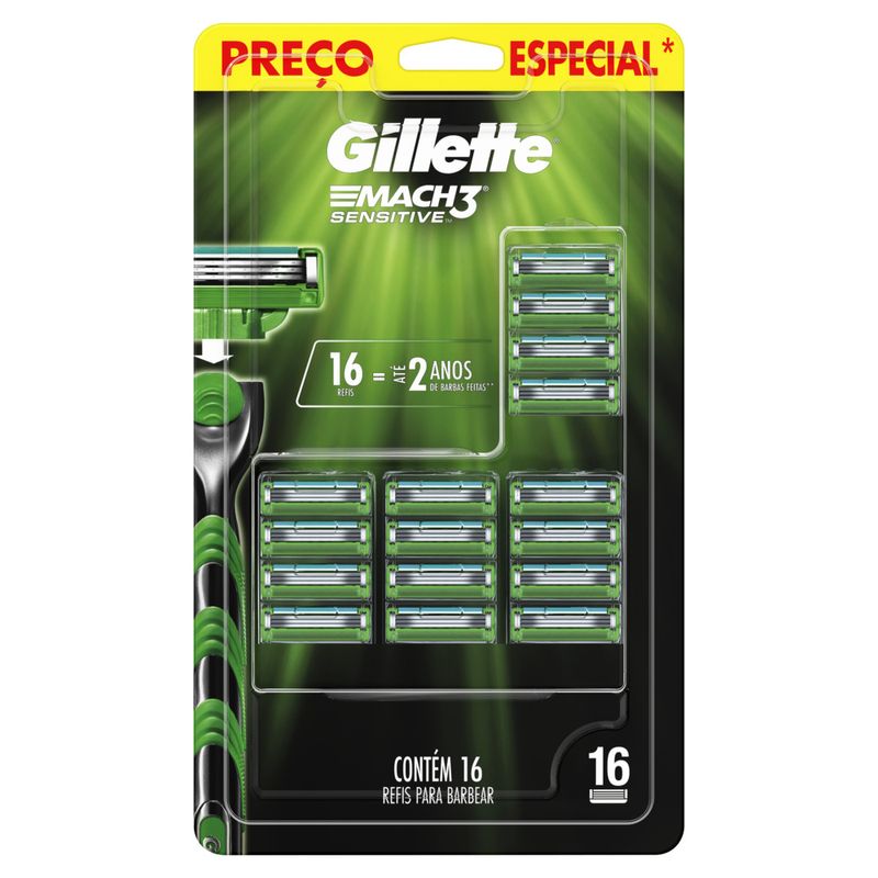 Carga Barbear Gillette Com 16 Mach3 Sensitive (7506339396348)