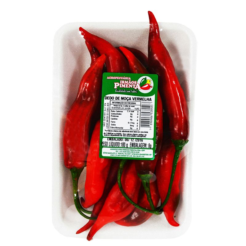 Pimenta Dedo De Moça Vermelha Irmãos 180g (7898906535503)