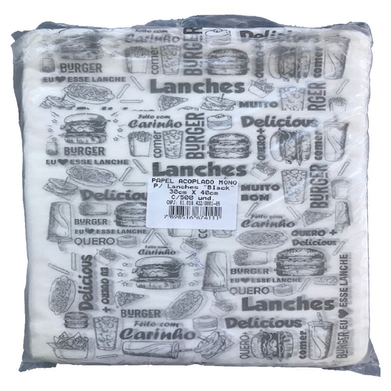 Papel Acoplado Mono 30x40 com 500 Unidades Lanches (7898516672575)