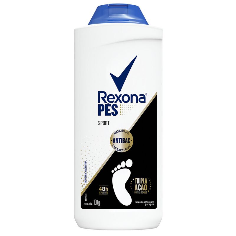 Talco Pés Rexona 100g Efficient Antibac Sport (7791293040394)