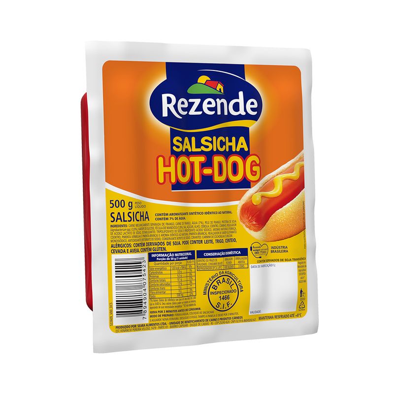 Salsicha hot dog Rezende 500g (7894904075423)