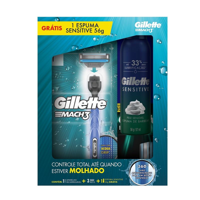 Aparelho Barb Gillette Mach3 Reg-3 Cargas Gts Esp Sensit 56g (7500435173001)
