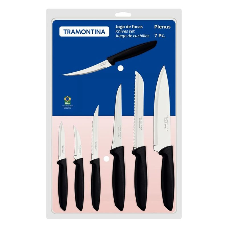 Jogo Facas Tramontina Inox Plenus Preto 7 Peças (7891112319998)