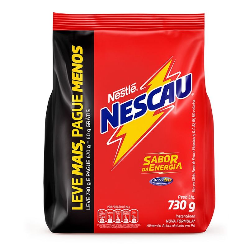 Achocolatado Pó Nescau Leve 730 Pague 670g Sachê (7891000356555)