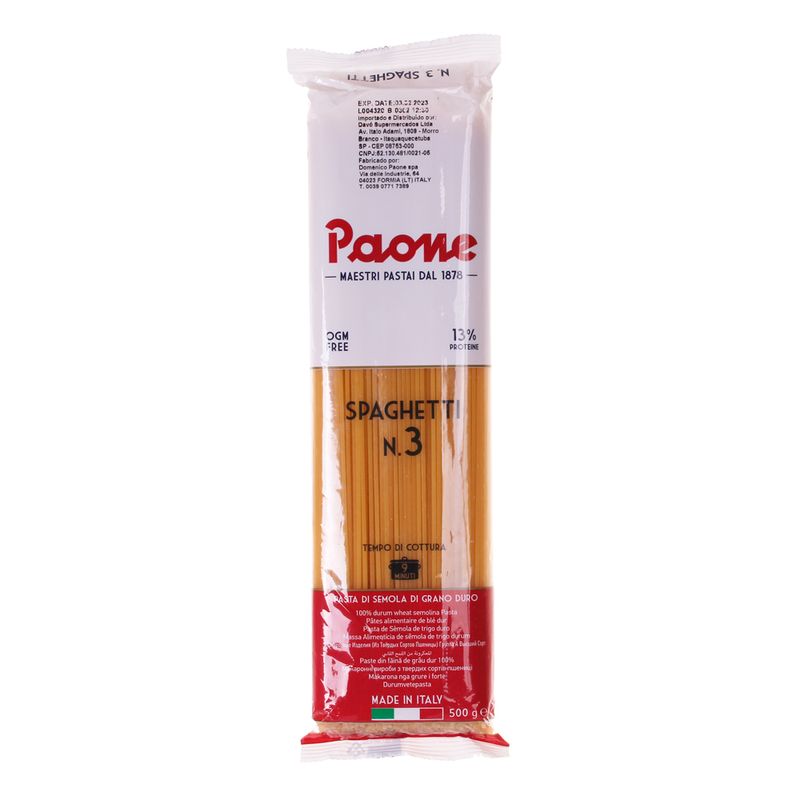 Macarrão Paone Spaghetti 500G (8054134420038)