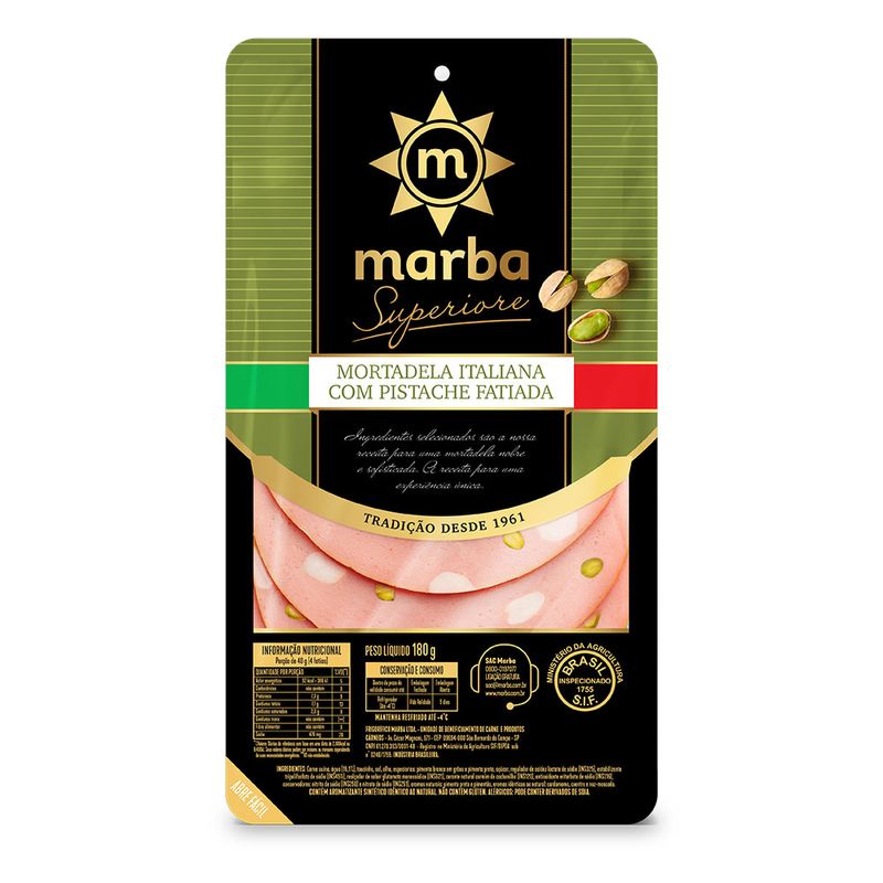 MORTADELA SUPERIORE ITALIANA COM PISTACHE 180G (7897268102972)