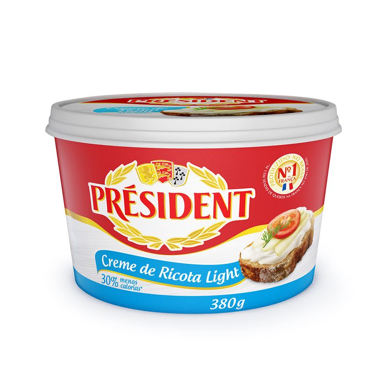 Creme Queijo Ricota President 380g Light (7891097104367)