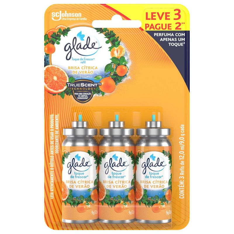 Odorizador Aerosol Glade 12ml Lv 3 Pg 2 Refil Brisa Cítrica (7894650940181)