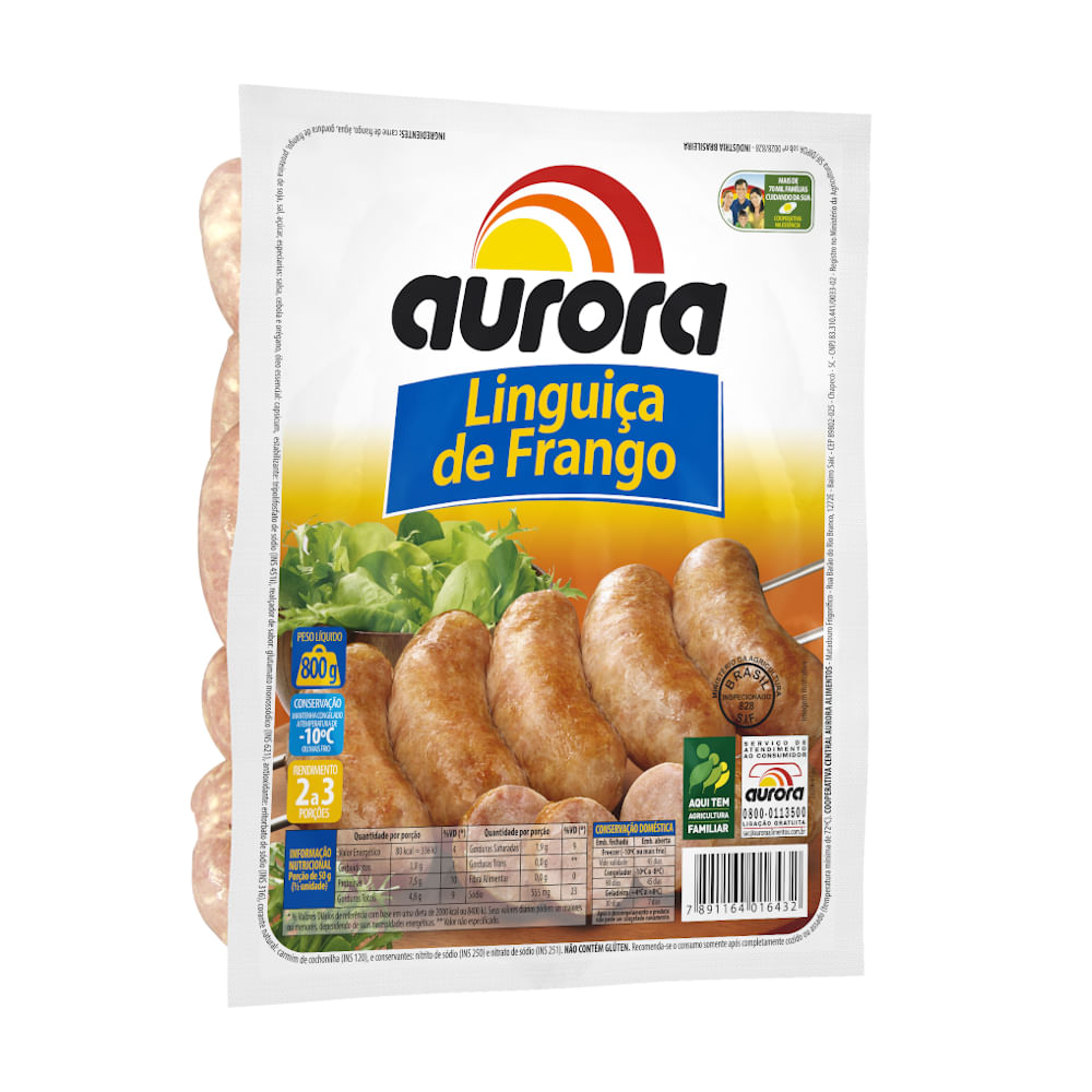 Linguica Frango Aurora 800g - Supermercado Savegnago