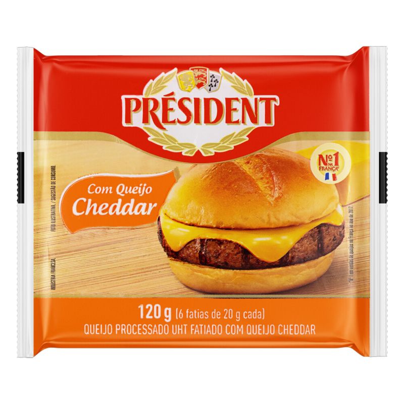 Queijo cheddar fatiado Président 120g (3228025181161)