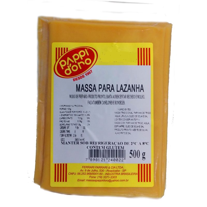 Massa Lasanha Pappi Doro 500G (7898121240022)
