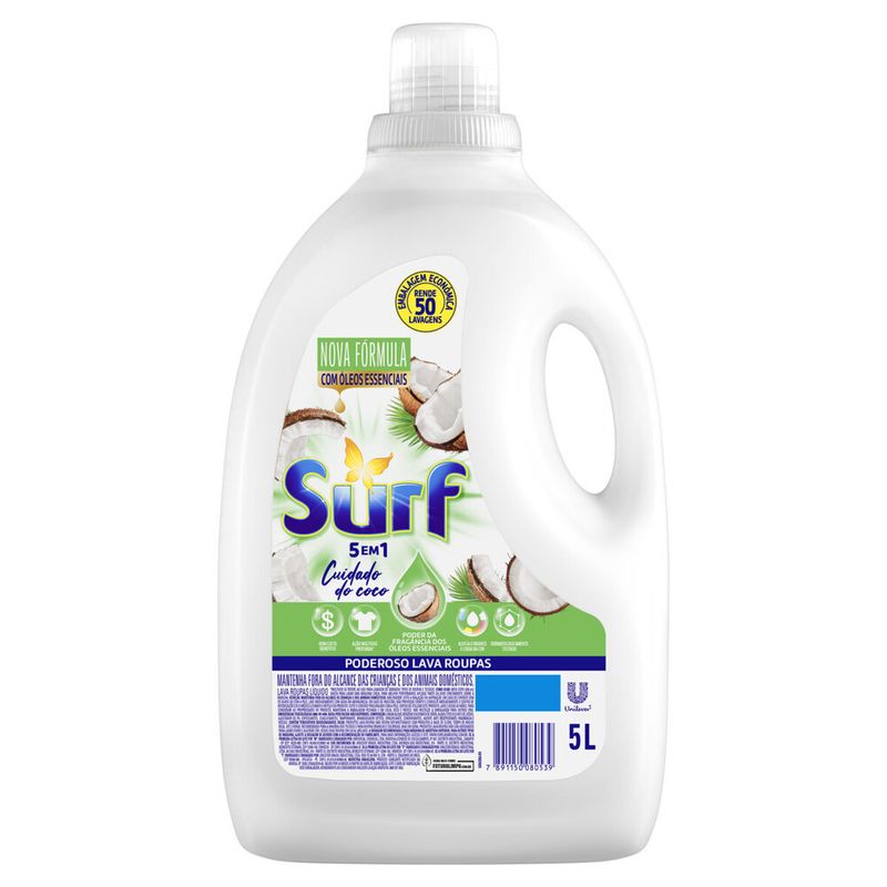 Lava Roupa Líquido Surf Cuidado do Coco 5L (7891150080539)