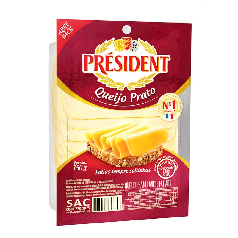 Queijio prato fatiado Président 150g (7898955617519)