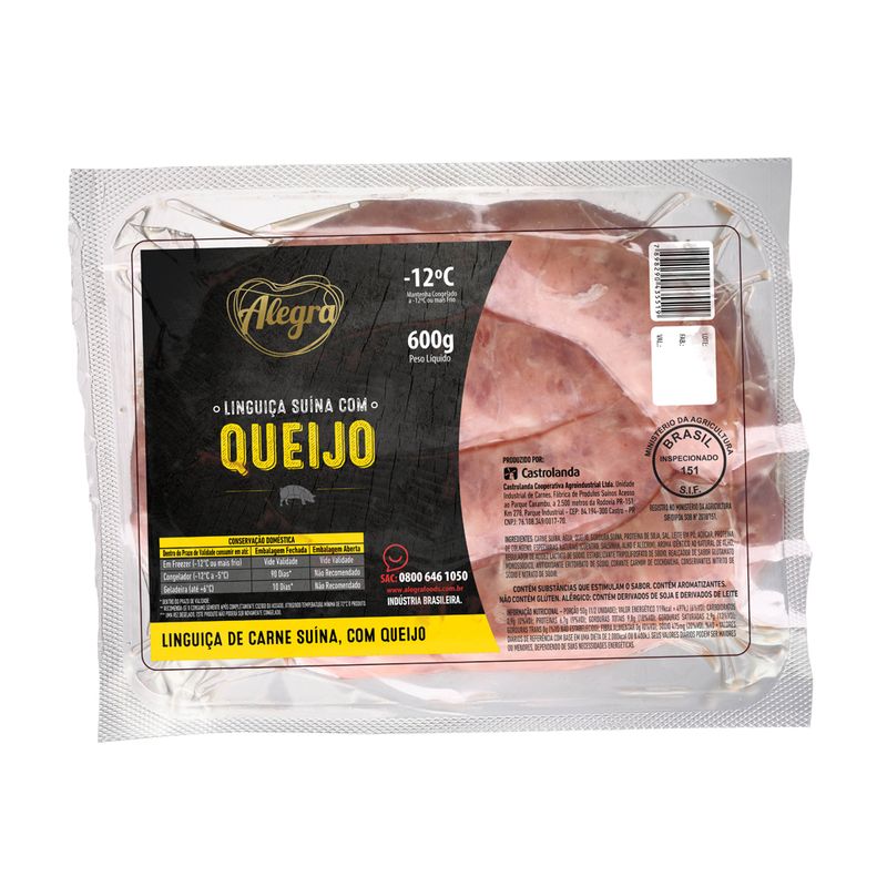 Linguiça suína com queijo Alegra 600g (7898290435519)