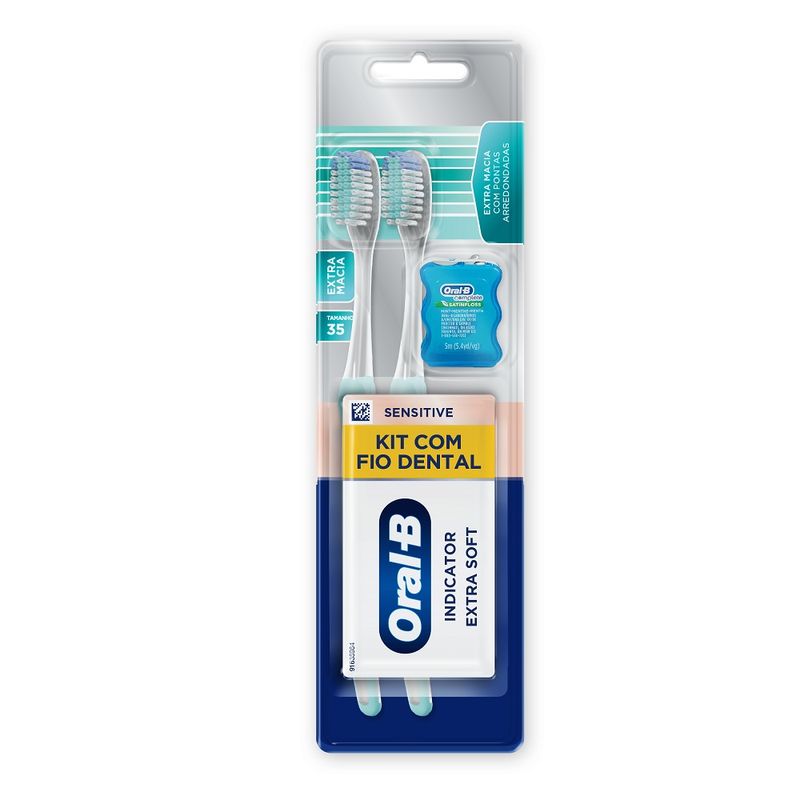 Kit Escova Dental Oral B Extra Soft + Fio Dental (7500435171243)