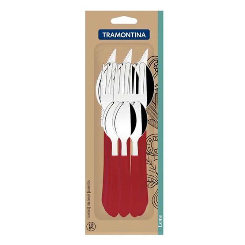 Faqueiro Inox Tramontina Leme Vermelho 12 peças (7891112200265)