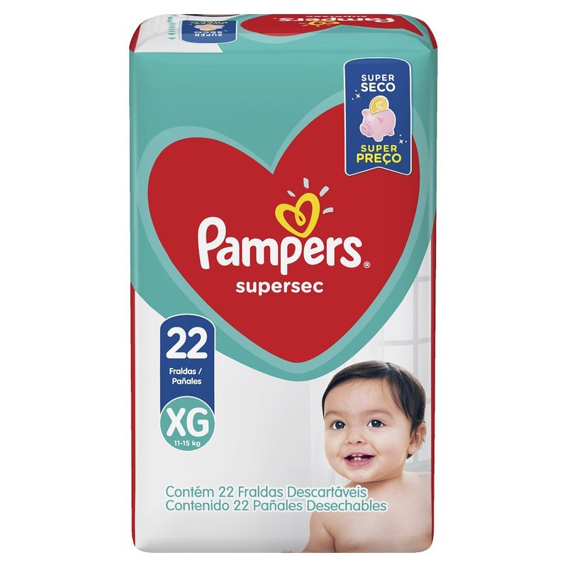 Fraldas Pampers Supersec XG 22 Unidades (7500435132749)