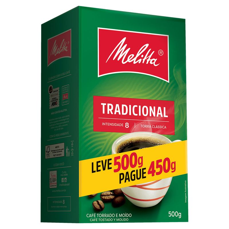 Café Melitta Tradicional Leve 500 Pague 450g (7891021060769)