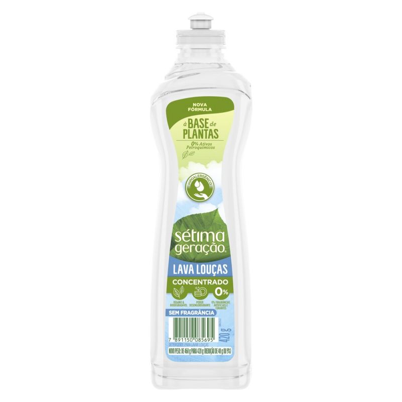 Lava Louças Concentrado Sétima Geração Sem Fragrância 420g (7891150085695)