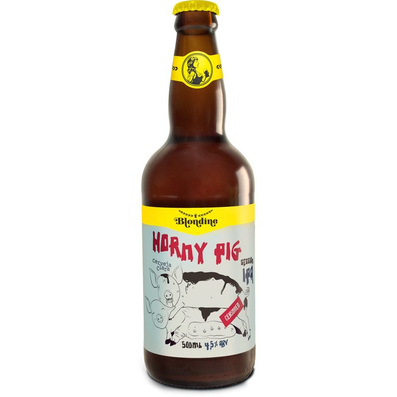 Cerveja Blondine Horny Pig Sess Ipa 500ml (7898628360292)