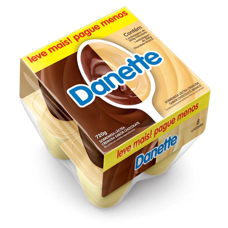 Sobremesa Danette Chocolate Ao Leite e Branco 720g 8 unidades (7891025119913)