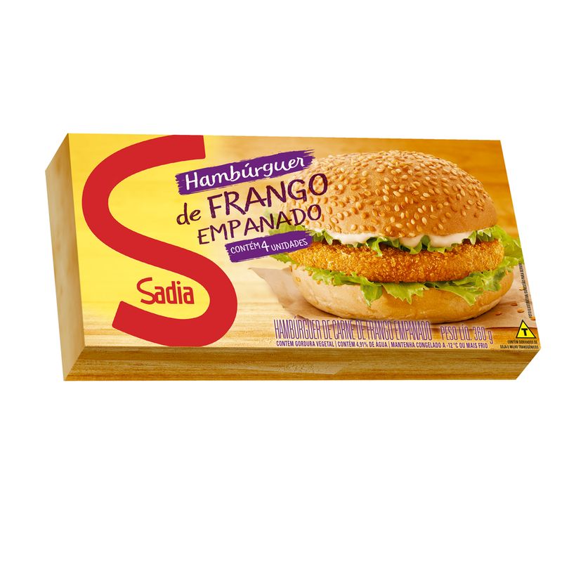 Hamburguer Sadia 360g Frango Empanado (7891515532628)